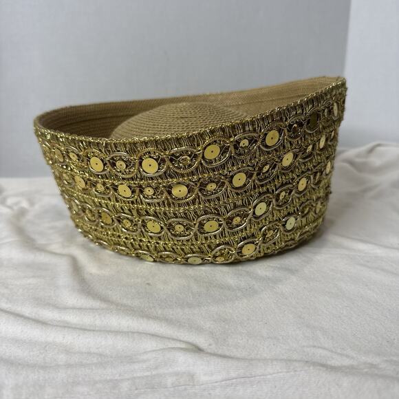 VTG Whittall & Shon Church Derby Pillbox Gold Button Sequins Statement Piece W main image 7